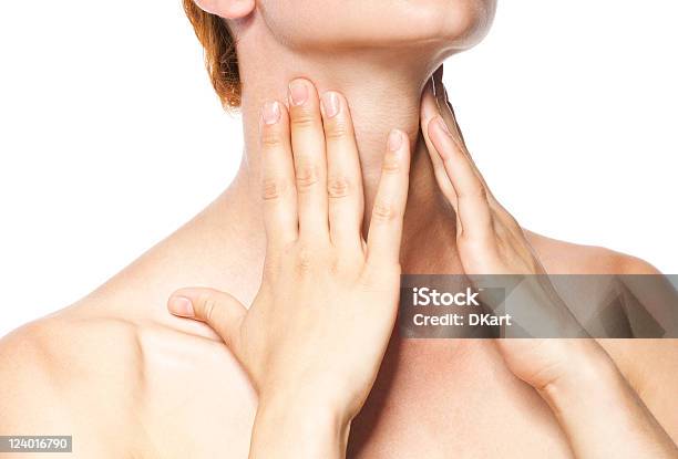 Acute Pain In A Throat At The Young Women Stock Photo - Download Image Now - Adult, Adults Only, Color Image