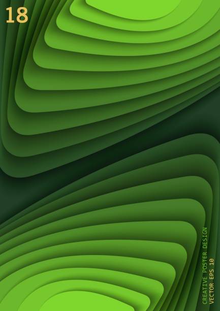 istock Green 3D abstract background. Paper cut style poster. Multilayer and stepped relief. Vector illustration 1240170511