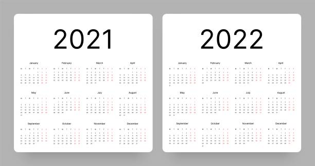 ilustrações de stock, clip art, desenhos animados e ícones de calendar for 2021 and 2022 year. week starts on monday. - grotesque