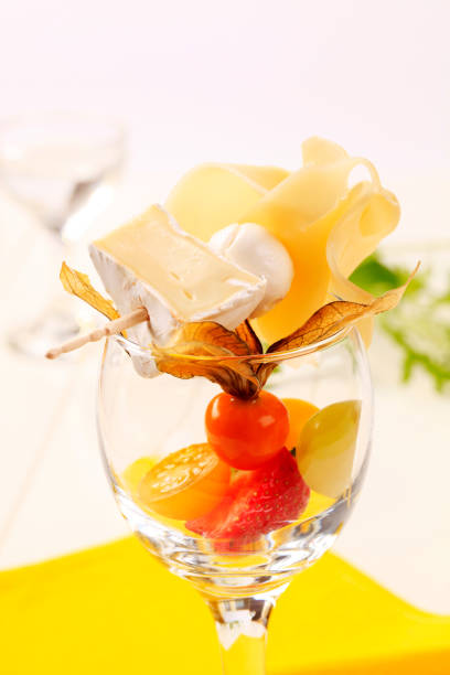 istock Cheese on cocktail stick and fresh fruit 124018396