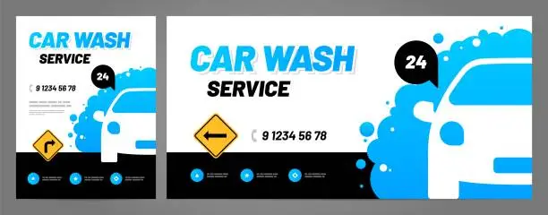 Vector illustration of Vector layout design template for car wash service.