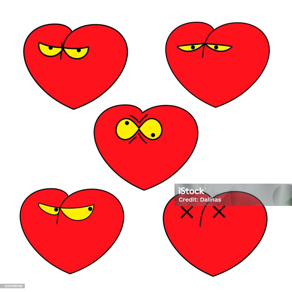 Heart Collection Emoticons Emoji Love Symbol Cartoon Design Element For  Valentines Day Greeting Card Kids Coloring Book Page Tshirt Print Icon Logo  Label Patch Sticker Stock Illustration - Download Image Now - iStock