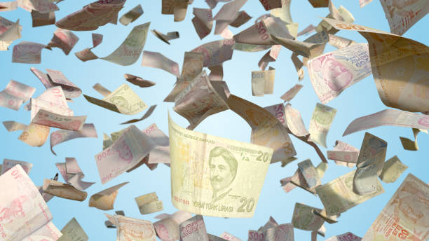 istock Turkish Lira banknotes flying down 1240211477