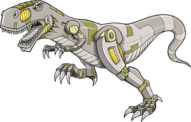 Cyborg Robot Tyrannosaurus Dinosaur vector art illustration