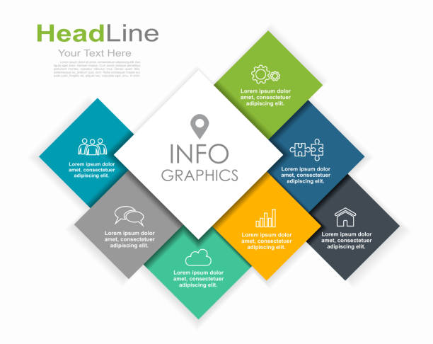 ilustrações de stock, clip art, desenhos animados e ícones de infographic design template with place for your data. vector illustration. - marketing internet chart ideas