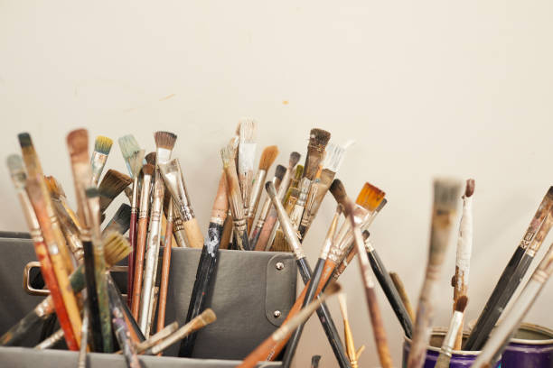 istock Collection of Artists Brushes in Workshop 1240227096
