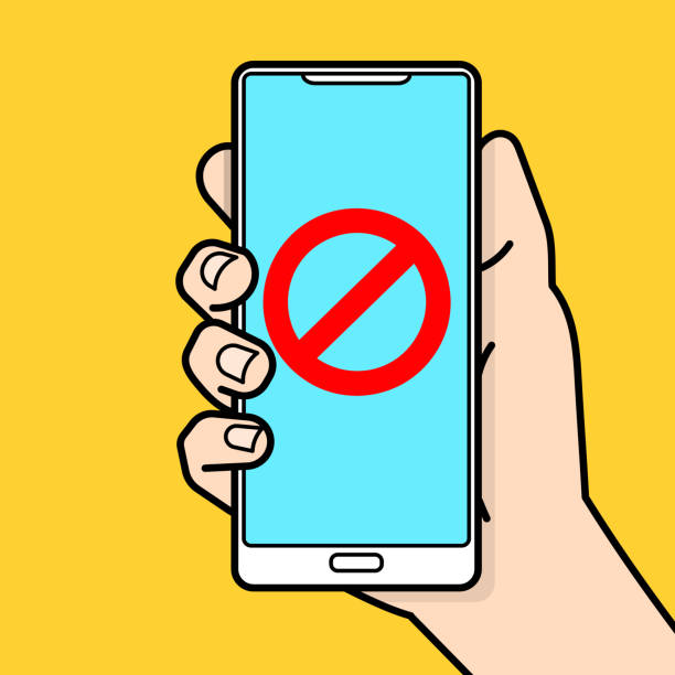 istock Digital Detox Flat Design Icon Of The Doodle Icon On A Yellow Background. 1240228827