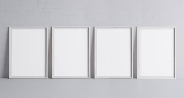 istock White minimal frame design on gray background, free vertical frames. Stock photo 1240233731