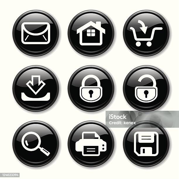 Web Ikony Zestaw - Stockowe grafiki wektorowe i więcej obrazów Błyszczący - Błyszczący, Czarny kolor, Dom - Budowla mieszkaniowa
