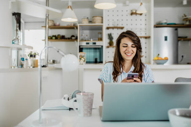 istock Young woman working from home 1240266575
