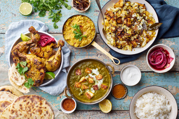 istock Indian cuisine dinner: tandoori chicken, biryani 1240291653