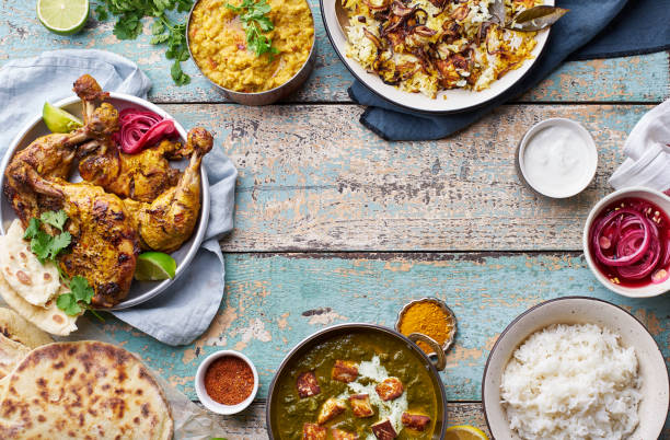 istock Indian cuisine dinner: tandoori chicken, biryani 1240291660