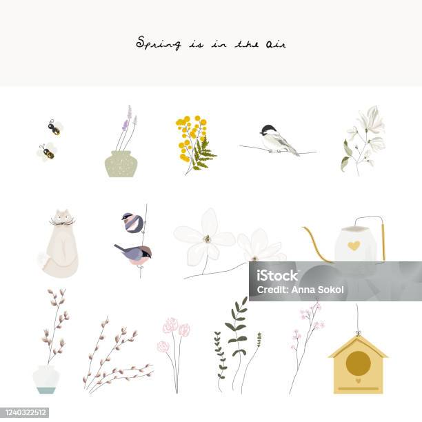 Cute Spring Clip Art Hand Drawn Textures Stock Illustration - Download ...
