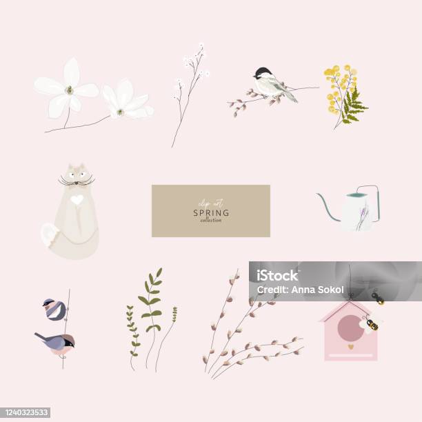 Cute Spring Clip Art Hand Drawn Textures Stock Illustration - Download ...