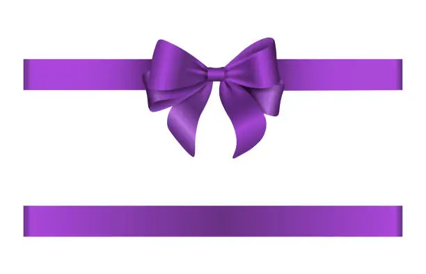 Vector illustration of violet bow and ribbon