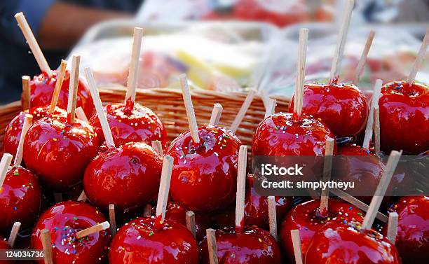 Red Toffee Apples Stock Photo - Download Image Now - Apple - Fruit, Candy, Caramel