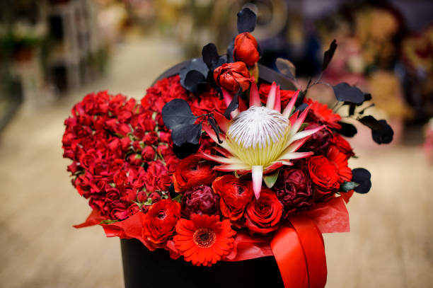 Bouquet of different flowers in a beautiful wrapping