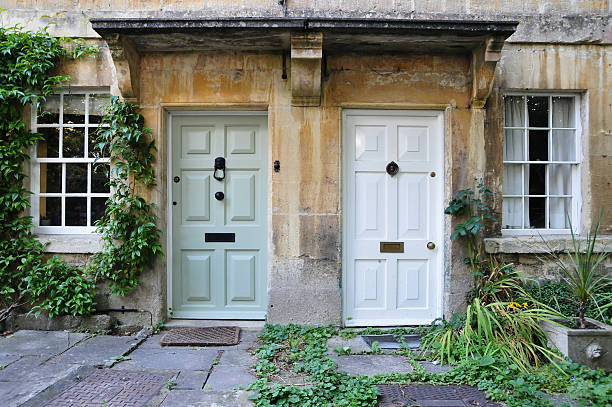 Front Doors of London Town Houses Front Doors of Two Neighbouring London Town Houses georgian style photos stock pictures, royalty-free photos & images