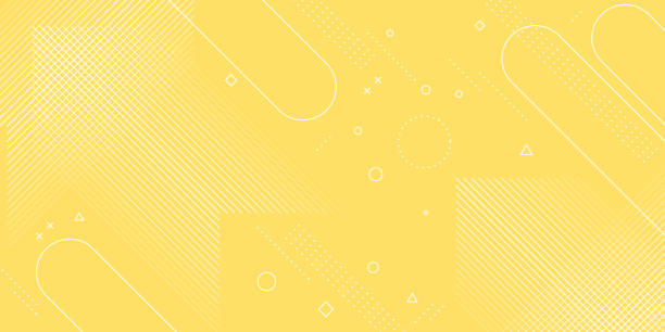 Modern abstract background with yellow pastel and retro-themed memphis elements for posters, banners and website landing pages. This modern abstract background template is designed with flat effects and yellow pastel colors with a retro vintage theme and memphis elements that are perfect for use as headlines on websites, posters or promotional banners on the internet or social media as well as for landing page websites. 90s background stock illustrations