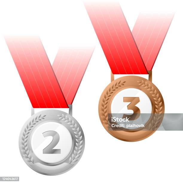 Серебряные И Бронзовые Медали — стоковая векторная графика и другие изображения на тему Бронза - Бронза, Бронзовая медаль, Бронзовый