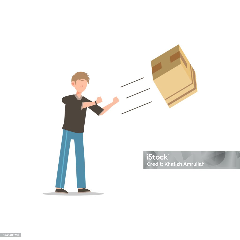 Cartoon Character Illustration Of Young Man Courier Delivery Throwing The  Box Flat Design Isolated On White Background Stock Illustration - Download  Image Now - iStock