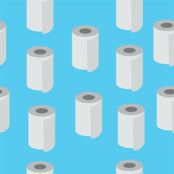 istock Seamless pattern from a roll of toilet paper on a colored background 1240484050
