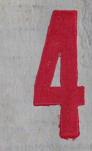 Number four (4) digit printed in red
