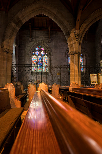 Interior of the beautiful Brechin Cathedral which dates from the 13th century, where Presbyterians still gather io worship inside this Church of Scotland, Brechin, Angus, Scotland, UK, Europe