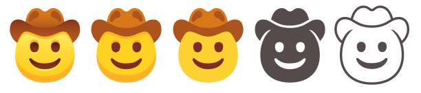 Cowboy has emoji vector art illustration