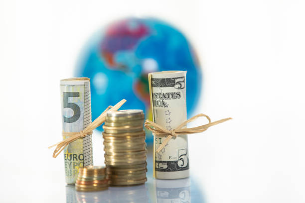 istock Money banknotes and joins on white ground 1240504091