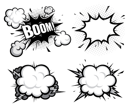 set of comic book efect explosion