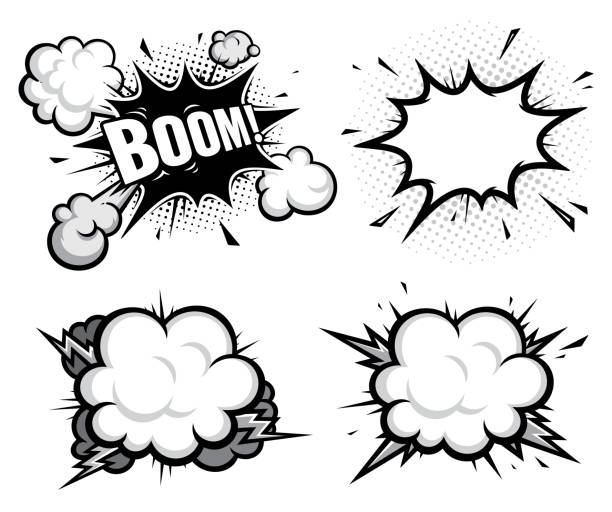 comic book efect explosion set of comic book efect explosion explosion stock illustrations