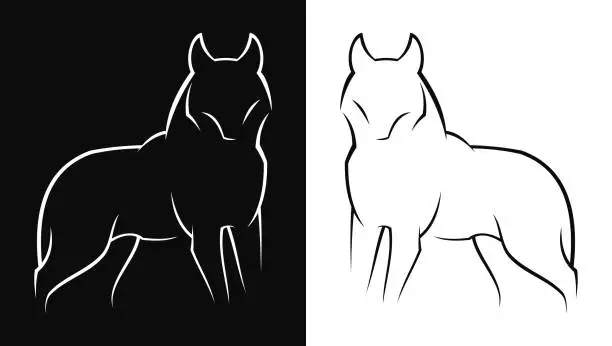 Vector illustration of Wolf or Dog Silhouette - outline vector icon