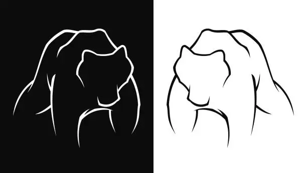 Vector illustration of Wild bear silhouette - outline vector icon