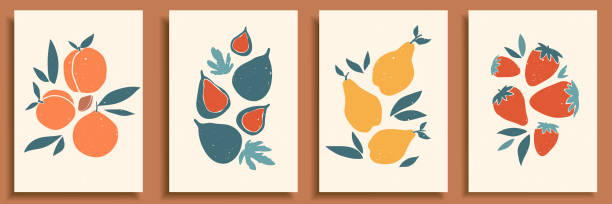 абстрактный плакат - vector pear peach fruit stock illustrations