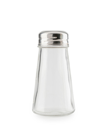 front view blank package salt glass bottle isolated on white background with clipping path