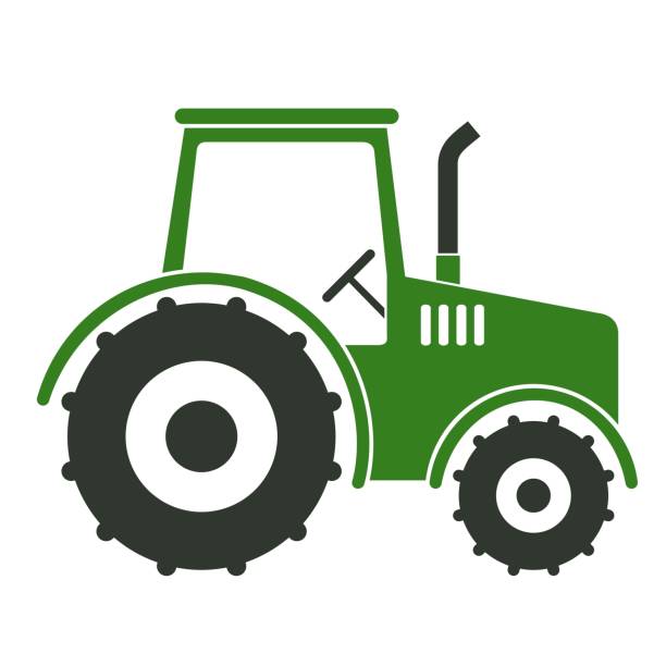 ilustrações de stock, clip art, desenhos animados e ícones de green tractor stencil vector illustration - tractor