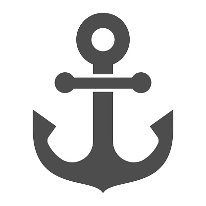 Anchor solid icon, marine concept, nautical emblem sign on white background, anchor icon in glyph style for mobile concept and web design. Vector graphics