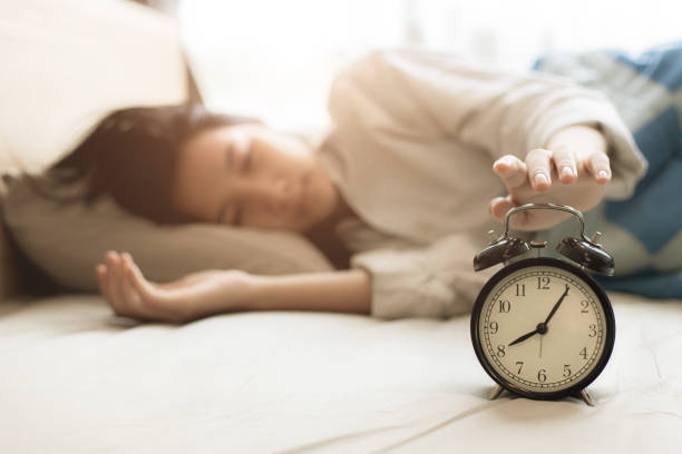 istock Sleeping time and wake up in the morning comfortable on bed at home 1240899400