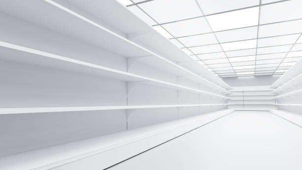 istock 3D Rendering. Store interior supermarket with shelf shelves. 1240906080