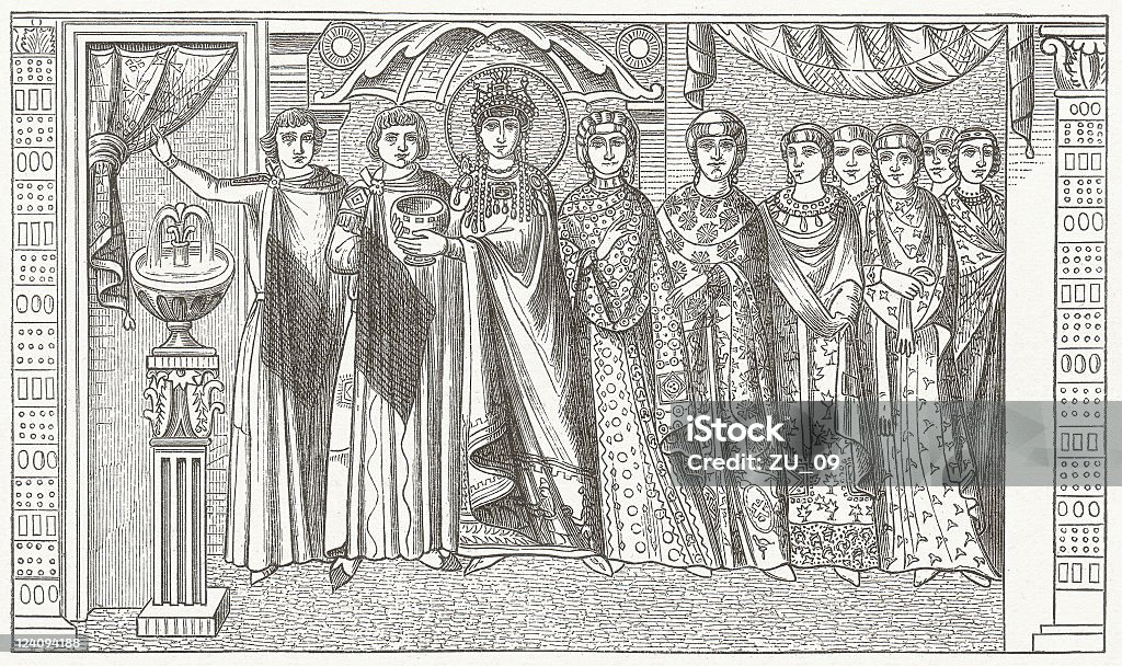 Empress Theodora I (c). 500-548), 출간일 1881 - 로열티 프리 6세기 스톡 일러스트