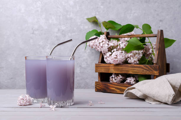 Lilac drink in a glass