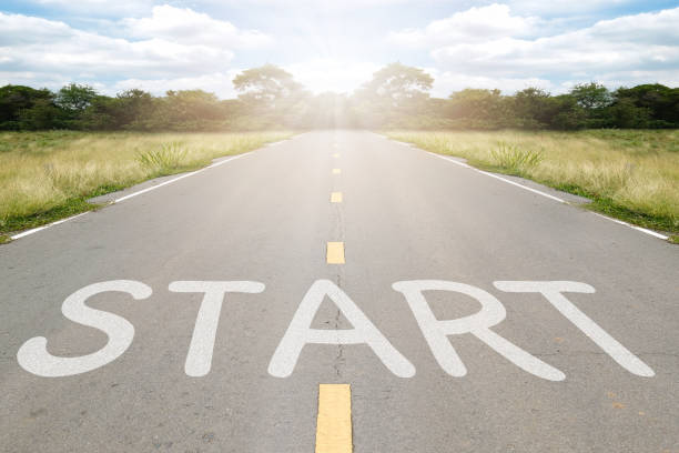 istock Start word writen on asphalt road with natural background. 1240969961