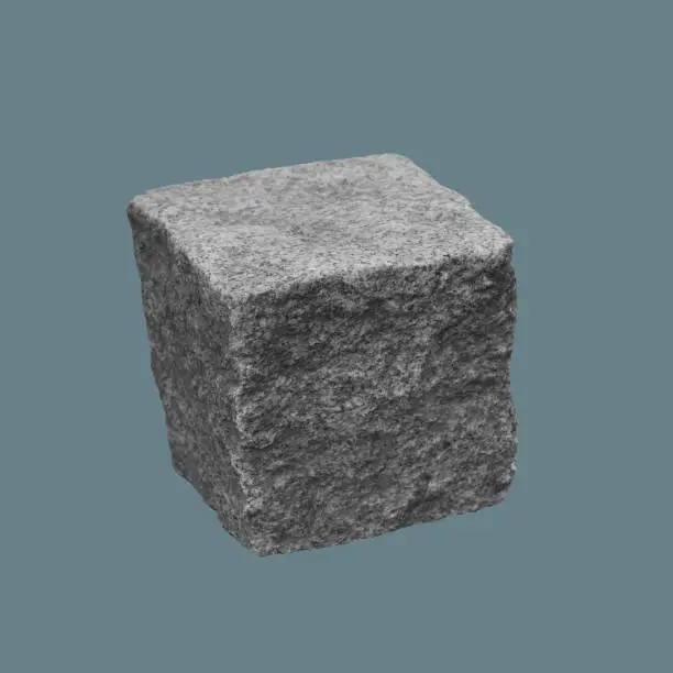 Photo of Cobblestone cube made of granite.