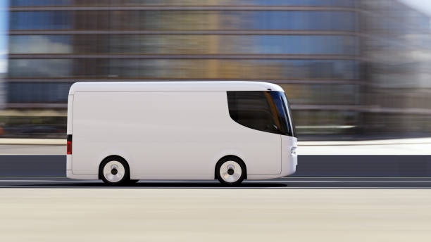 istock white electric self-driving van for branding 1241032415