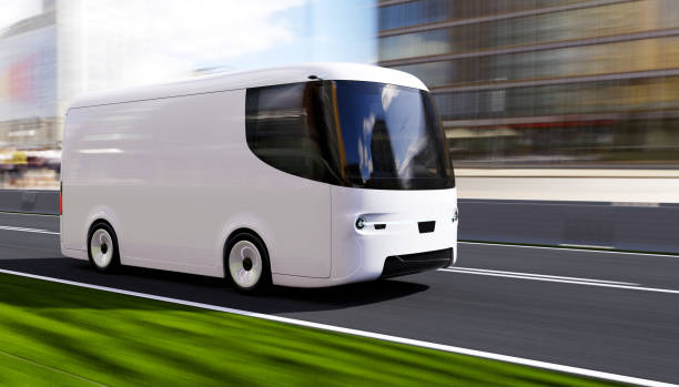 istock white electric self-driving van for branding 1241032418