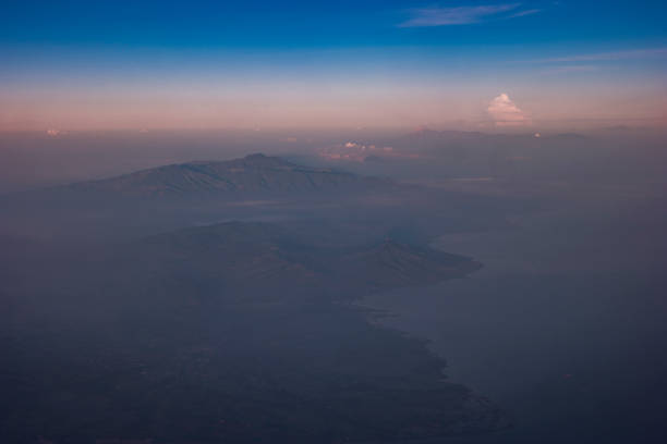 from above fly by indonesia volcanos and mountains