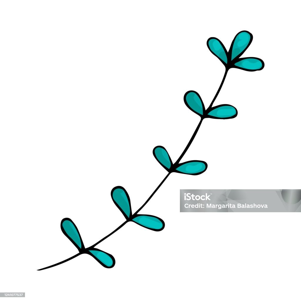 Element Ranting Vector Doodle Style Element Menggambar Ranting Hijau Lucu Dengan Daun ...