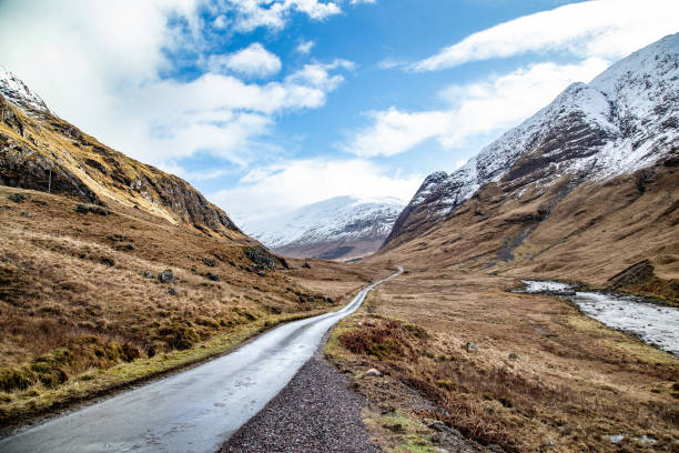 istock An empty road heading up a Glenn in Scotland 1241095202