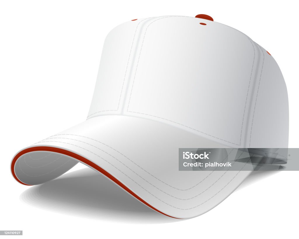 Bianco cappellino da baseball. Vettore. - arte vettoriale royalty-free di Abbigliamento casual